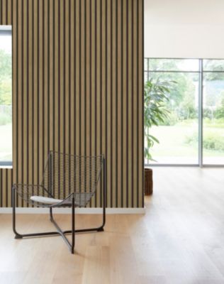 Papier peint vinyle expansé sur intissé effet lattes de bois foncé L.1005 x l.53cm Grandeco