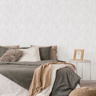 Papier peint vinyle expansé sur intissé Folia feuillage blanc L.1005 x l.53cm Lutèce