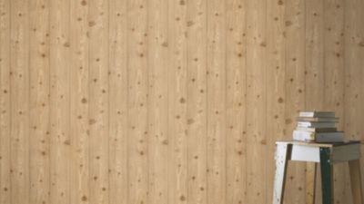Papier peint vinyle grainé sur intissé effet lattes de bois marron L.1,01 x 0,53m Rasch