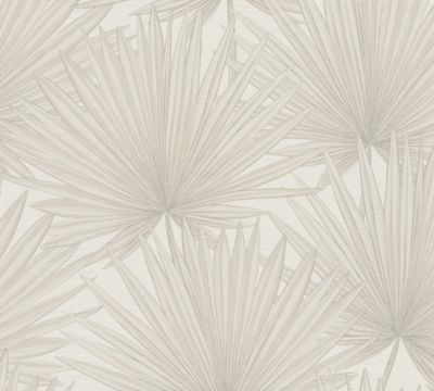 Papier peint vinyle grainé sur intissé effet mat végétal Antigua As Creation L.1005 x l. 53 cm ecru