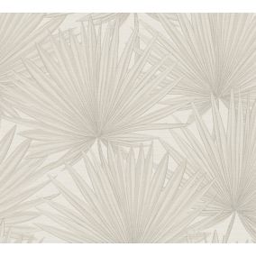 Papier peint vinyle grainé sur intissé effet mat végétal Antigua As Creation L.1005 x l. 53 cm ecru