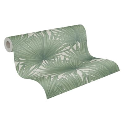 Papier peint vinyle grainé sur intissé effet mat végétal Antigua As Creation L.1005 x l. 53 cm vert
