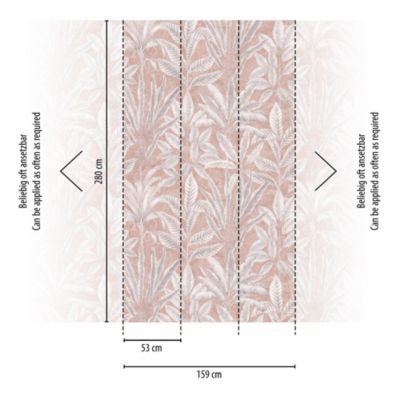 Papier peint vinyle grainé sur intissé effet mat végétal Métropolitan Travel As Creation L.880 x l. 53 cm beige rose