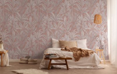 Papier peint vinyle grainé sur intissé effet mat végétal Métropolitan Travel As Creation L.880 x l. 53 cm beige rose