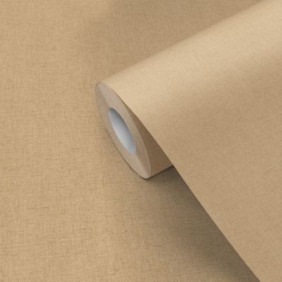 Papier peint vinyle grainé sur intissé uni tweed camel L.1001 x l.53cm Ugèpa