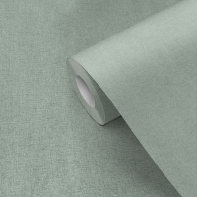 Papier peint vinyle grainé sur intissé uni tweed vert L.1001 x l.53cm Ugèpa