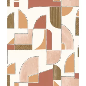 Papier peint vinyle intissé à coller formes géométriques beige L.10 05 x l.53cm