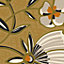 Papier peint vinyle intissé à coller plumettes fleurs jaune L.10 05 x l.53cm