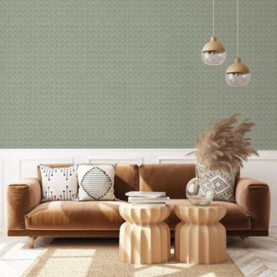 Papier peint vinyle intissé Abaca bloutis vert L.1005 x l.53cm Lutèce