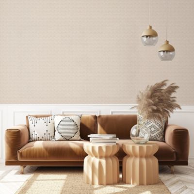 Papier peint vinyle intissé Abaca boutis beige rosé L.1005 x l.53cm Lutèce