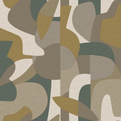 Papier peint vinyle intissé Abaca Origine taupe vert mélèze L.1005 x l.53cm Lutèce