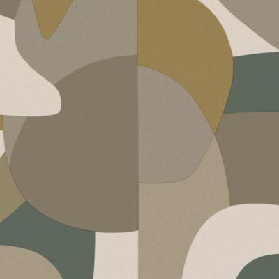 Papier peint vinyle intissé Abaca Origine taupe vert mélèze L.1005 x l.53cm Lutèce
