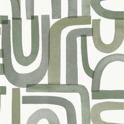Papier peint vinyle intissé Abaca vertigo géométrique vert L.1001 x l.53cm Lutèce