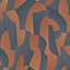 Papier peint vinyle intissé Allure Lutece mat et satiné découpe, géométrie bleu, rouge, cuivre l.1005 x l.53 cm