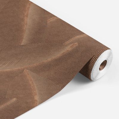 Papier peint vinyle intissé Allure Lutece mat et satiné effet Cuivre feuilles marron, rouille l.1005 x l.53 cm