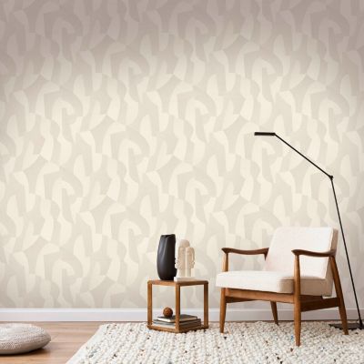 Papier peint vinyle intissé Allure Lutece mat et satiné géométrique beige l.1005 x l.53 cm