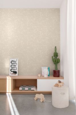 Papier peint vinyle intissé animaux des bois beige et blanc L. 1005 x l. 53 cm Grandeco