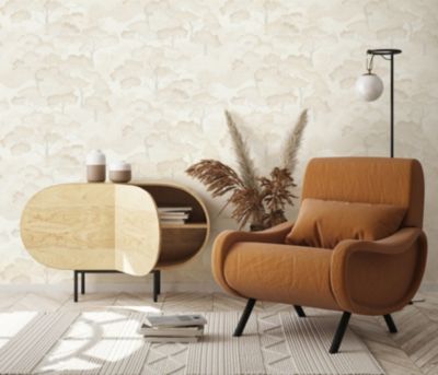 Papier peint vinyle intissé arbres beige, or L.1005 x l.53cm, Erismann Grove