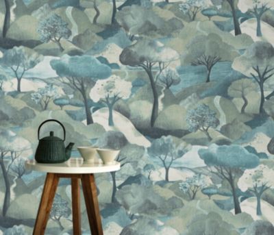 Papier peint vinyle intissé arbres bleu L.1005 x l.53cm Erismann