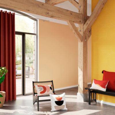 Papier peint vinyle intissé arche géométrique GoodHome jaune L.10m x l.53cm