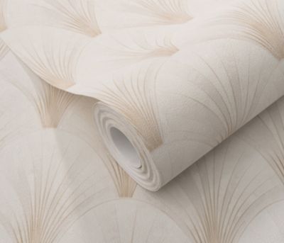 Papier peint vinyle intissé art déco beige, or L.1005 x l.53cm, Erismann Avantgarde