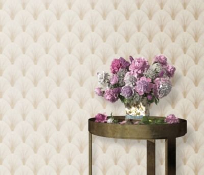 Papier peint vinyle intissé art déco beige, or L.1005 x l.53cm, Erismann Avantgarde