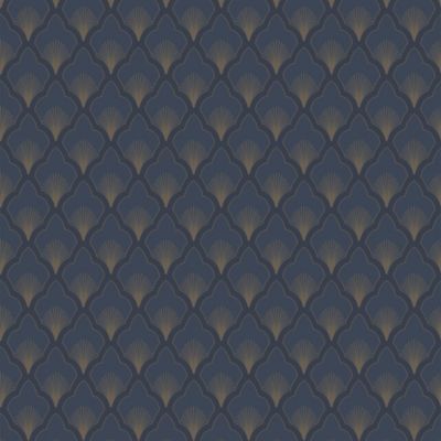Papier peint vinyle intissé art déco bleu marine, doré L.1000 x l.53cm GoodHome, Aspelta