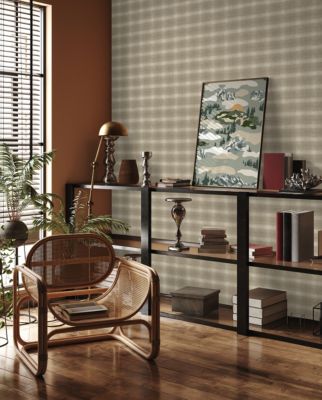 Papier peint vinyle intissé Bensimon tissu ecossais beige L.1005 x l.53cm Lutèce