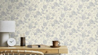 Papier peint vinyle intissé botanic bleu L. 1005 x l. 53 cm Rasch