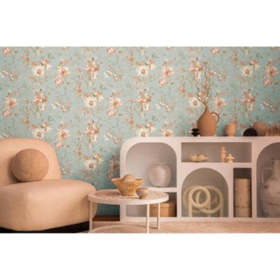 Papier peint vinyle intissé bouquet vert L. 1005 x l. 53 cm AS Création