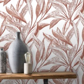 Papier peint vinyle intissé Cicillo feuillage terracotta L.1000 x l.53cm GoodHome