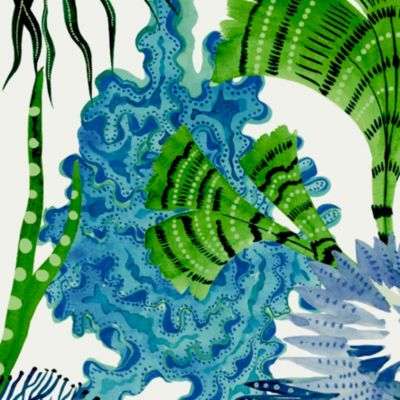 Papier peint vinyle intissé Cuisines & Bains Lutece mat et satiné fonds marins bleu, vert l.1005 x l.53 cm