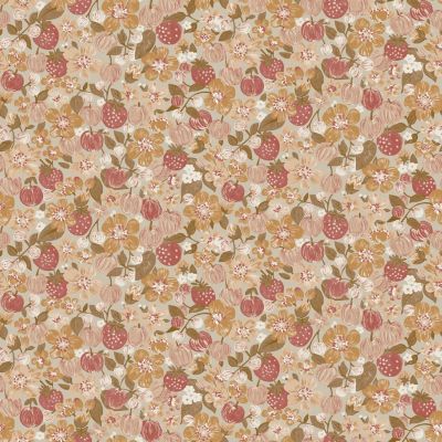 Papier peint vinyle intissé Cuisines & Bains Lutece mat et satiné fruits, fleurs rouge, ocre, taupe l.1005 x l.53 cm