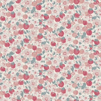 Papier peint vinyle intissé Cuisines & Bains Lutece mat et satiné fruits, fleurs rouge, rose, blanc l.1005 x l.53 cm