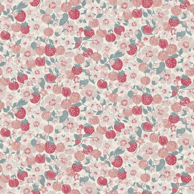 Papier peint vinyle intissé Cuisines & Bains Lutece mat et satiné fruits, fleurs rouge, rose, blanc l.1005 x l.53 cm