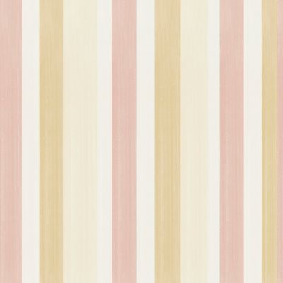 Papier peint vinyle intissé Cuisines & Bains Lutece mat et satiné rayures rose, jaune, blanc l.1005 x l.53 cm