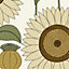 Papier peint vinyle intissé Cuisines & Bains Lutece mat et satiné tournesol, fleurs beige, orcre, blanc l.1005 x l.53 cm