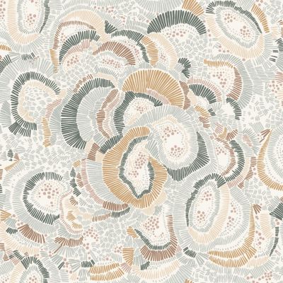 Papier peint vinyle intissé Dolce coquillage rose, vert L.1005 x l.53cm Lutèce