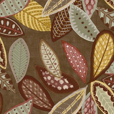 Papier peint vinyle intissé Dolce vita feuillage automne marron, jaune ocre, L.1005 x l.53cm Lutèce
