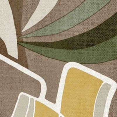 Papier peint vinyle intissé Dolce vita tulipes jaune moutarde, marron L.1005 x l.53cm Lutèce