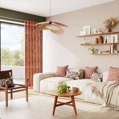 Papier peint vinyle intissé Donsig GoodHome chevrons beige l.53 cm x 10m