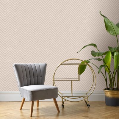 Papier peint vinyle intissé Donsig GoodHome chevrons beige l.53 cm x 10m