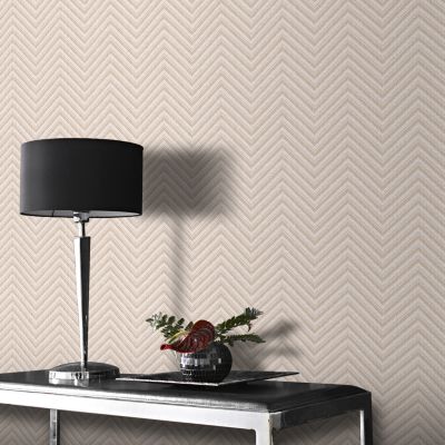 Papier peint vinyle intissé Donsig GoodHome chevrons beige l.53 cm x 10m