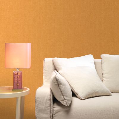 Papier peint vinyle intissé effet textile GoodHome jaune L.10m x l.53cm