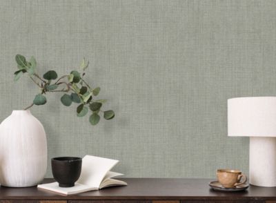 Papier peint vinyle intissé effet textile vert foncé L. 1005 x l. 53 cm Ugepa