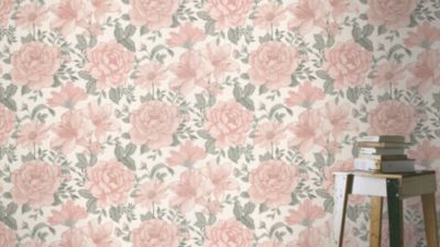 Papier peint vinyle intissé enfant bambino fleurs rose Rasch L.10m x l.53 cm