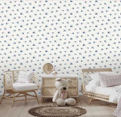 Papier peint vinyle intissé enfant Petit Oiseau bleu L. 1005 x l. 53cm Ugepa