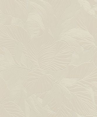 Papier peint vinyle intissé expansé feuillage Solange beige L.1005 x l.53cm Rasch