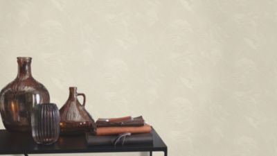 Papier peint vinyle intissé expansé feuillage Solange beige L.1005 x l.53cm Rasch