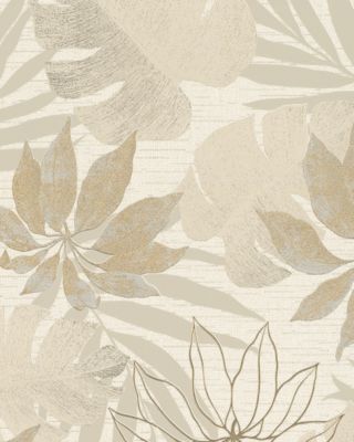 Papier peint vinyle intissé feuillage beige L.1001 x l.53cm